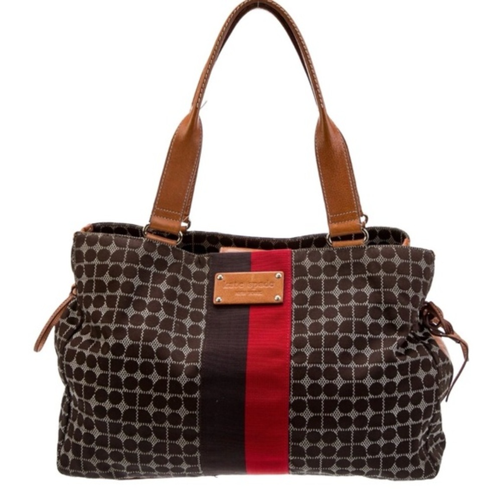Kate Spade Brown and Red Geometric Shoulder Bag